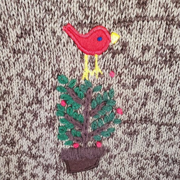 Christmas Holiday Sweater Vest Women's L Embroidered Applique Knit Button Front - Picture 9 of 12